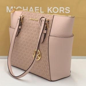 MICHAEL KORS
Charlotte Large Logo and Leather Top-Zip Tote Bag Powder Blush